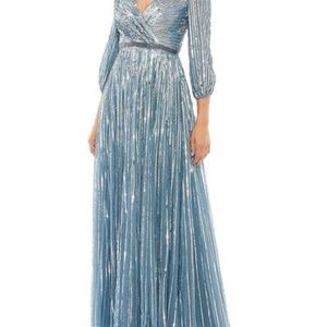 Worn once- MacDuggal evening gown - Light blue beaded size 10